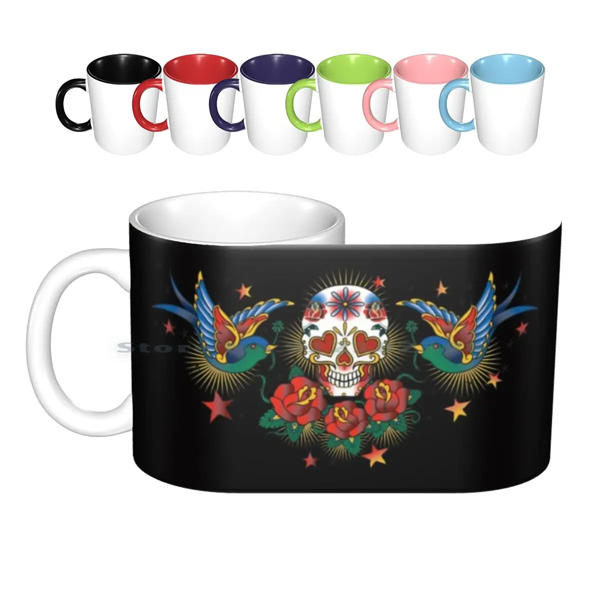 

Tattoo Skull Day Of The Dead Ceramic Mugs Coffee Cups Milk Tea Mug Skull Day Of Dead Sugar Skull Death Tattoo Cult Movie