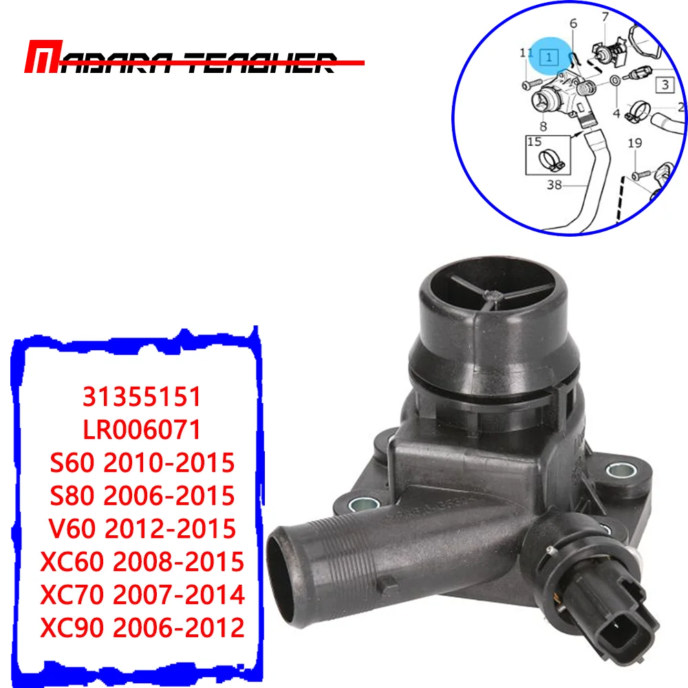 

Coolant thermostat For Volvo V70 S80 S60 XC90 XC70 For Land Rover LR2 V60 B6 3.0 3.2 LR006071 31355151 New