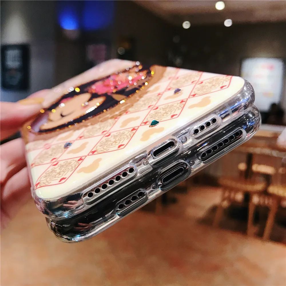 Милый чехол для Iphone 8 Plus 7 6S XR Cattoon блестящая оболочка X XS Max мягкий телефона
