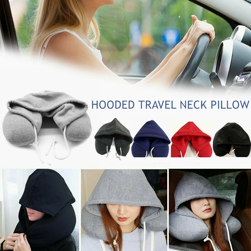 

Body Neck Pillow Solid Grey Nap Cotton Particle Pillow Soft Hooded U-pillow Textile Home Airplane Car Travel Pillow Accessories