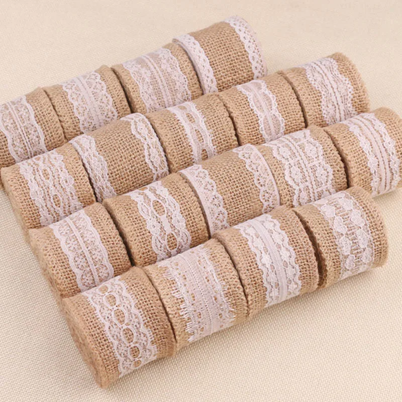 

Natural Burlap Wired Ribbon Fabric Craft Ribbon DIY Wrapping Burlap Ribbon for Wedding Home Christmas Party Decorations