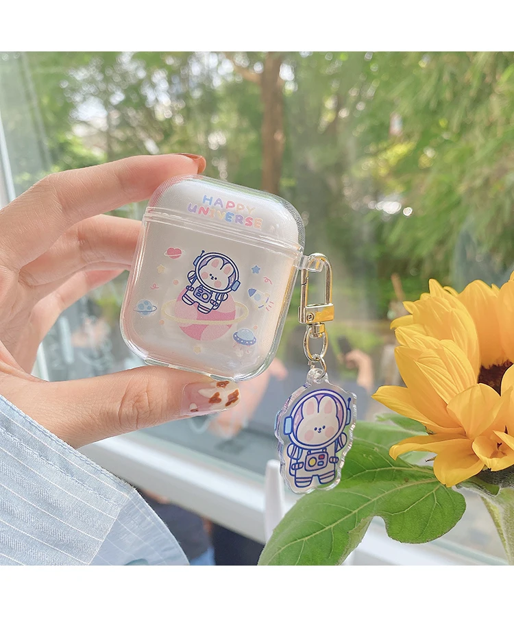 Чехол для AirPods 3rd Pro чехол с космическим медведем Кроликом подвеской наушников Apple