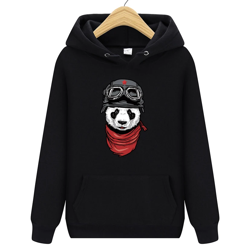 

Fashion Chinese style panda pilot cartoon image printed women's autumn/winter loose hoodie Korean version men/women sweatshirts