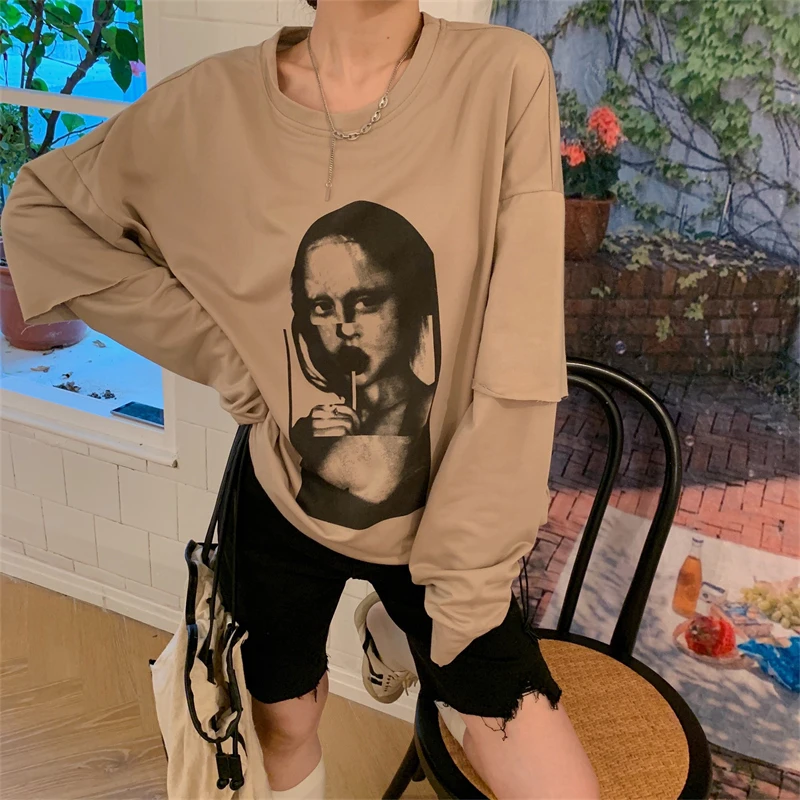 

Harteen Spring Autumn Fashionable Long Sleeve Casual O-Neck Camisetas De Mujer Korean T Shirt Women Clothing Femme Top All Match