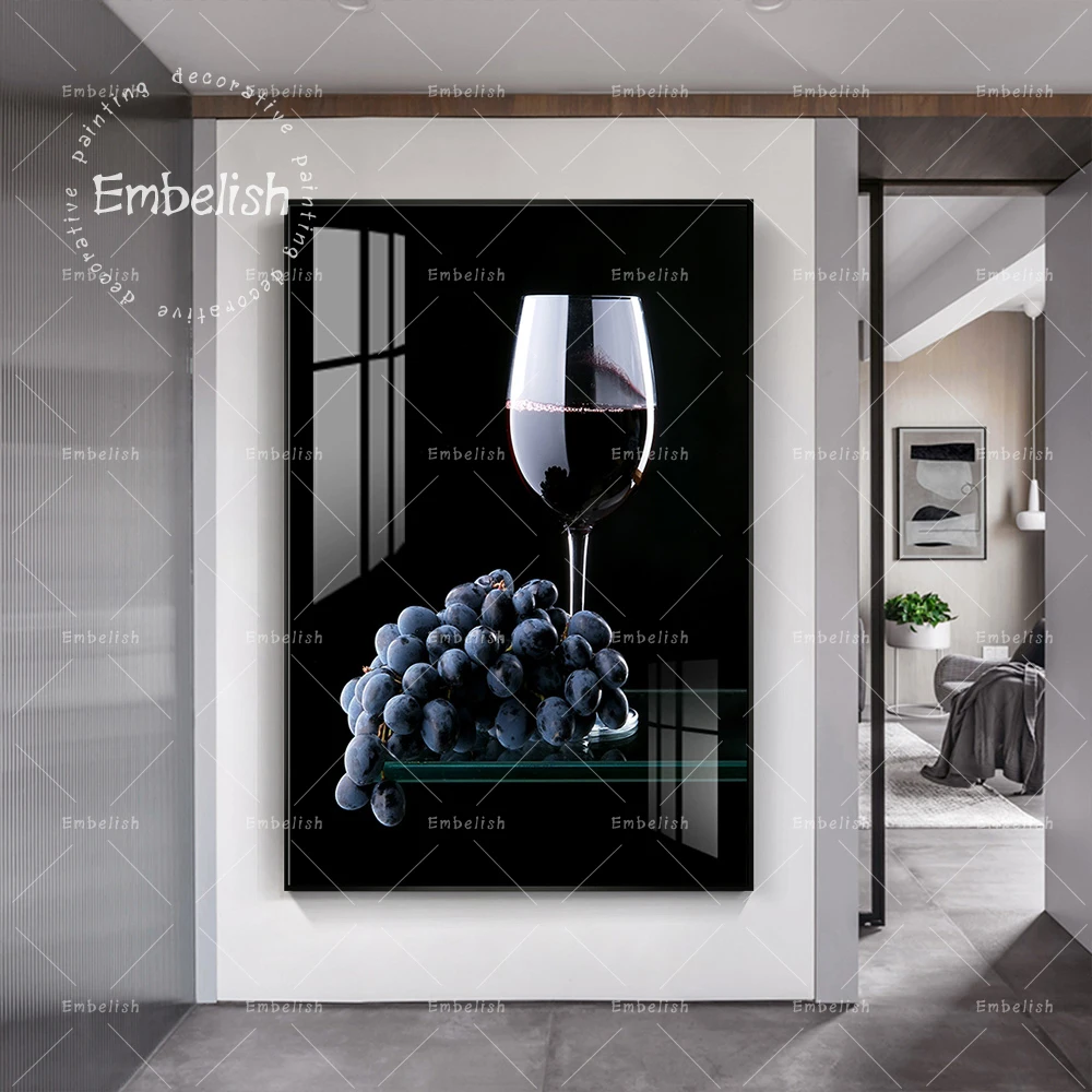 

1 Pieces Grapes And Wine Glass Food Kitchen Home Decor HD Spray On Canvas Paintings Wall Art Posters Dinning Room Artwork Poster