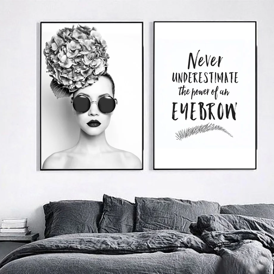 Цветок Мода девушка глаза стены Искусство Холст Живопись скандинавские плакаты