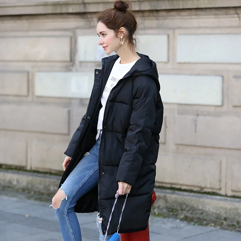 LUZUZI новинка женская зимняя куртка парка с капюшоном толстая большой размер