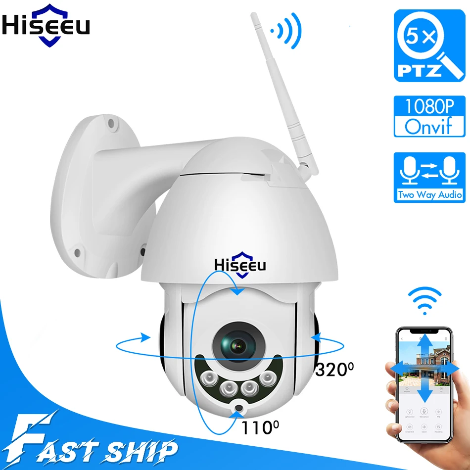 Hiseeu 1080P PoE IP PTZ 5x оптический зум Wi Fi Камера Скорость купол 2 Way аудио камера Onvif