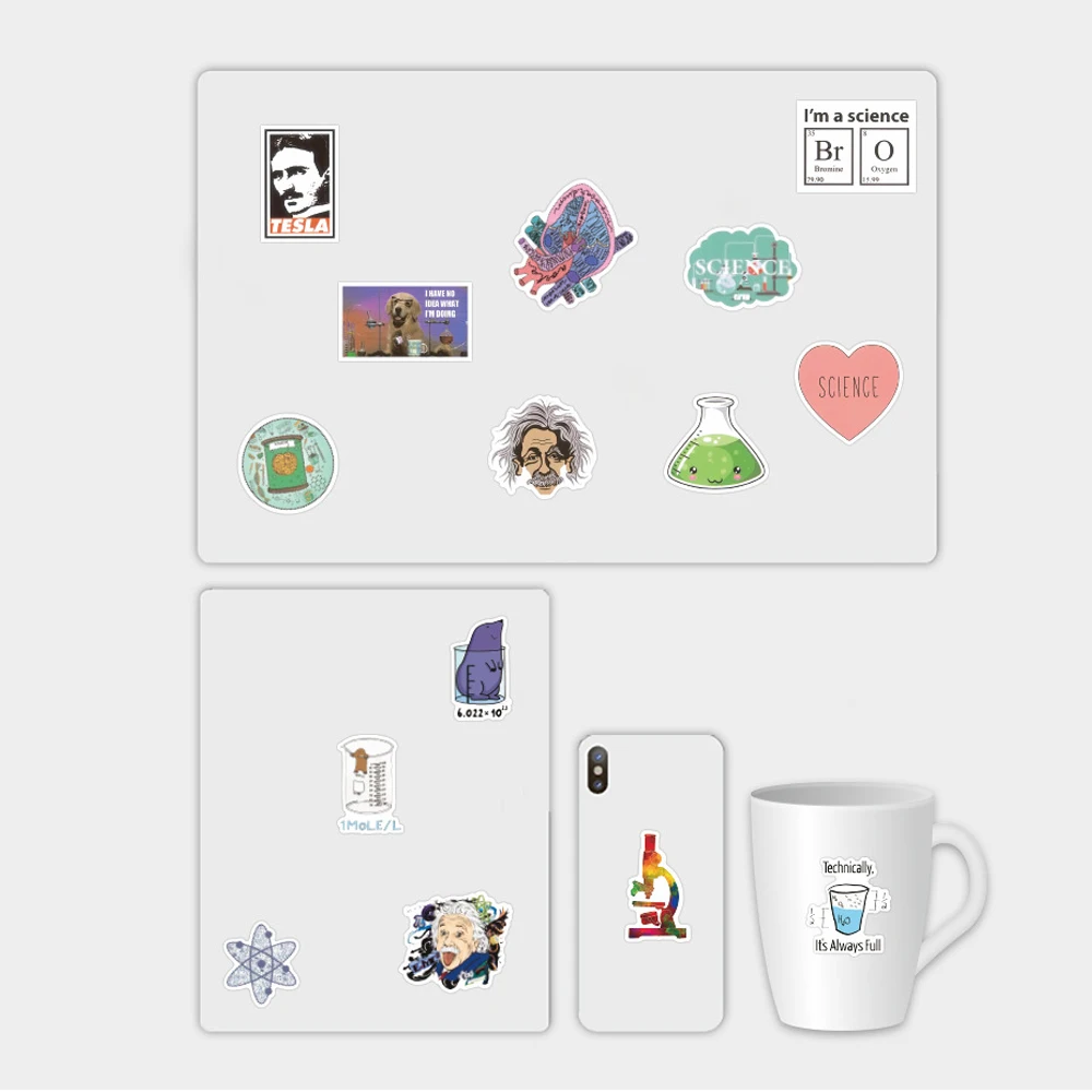10/30/50/100 шт. научная лаборатория забавная химия ученые наклейки s DIY скейтборд
