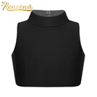 Кроп-топ для девочек, без рукавов, с ложным воротником