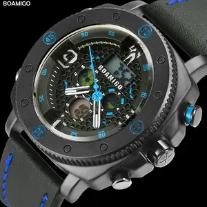 BOAMIGO Хронограф Мужские Классические кварцевые светодиодные цифровые часы relojo hombre relogio masculino erkek kol saati