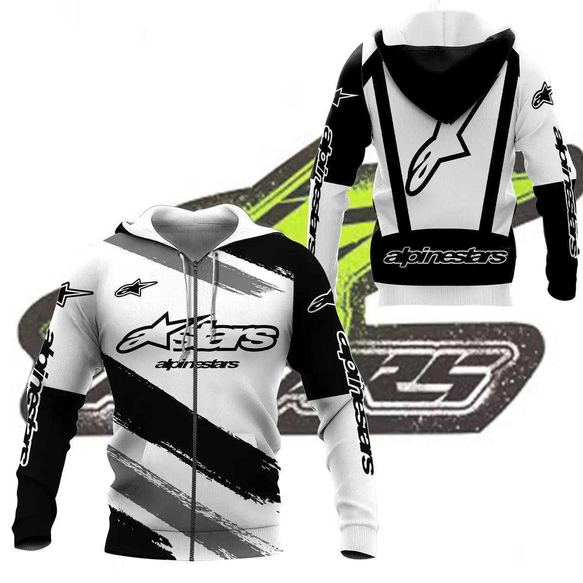 Толстовка мужская оверсайз свитшот с цифровым 3D принтом на молнии худи в стиле