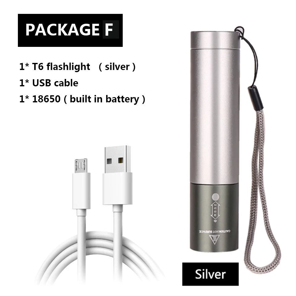 Package F Litwod Z40 светодиодный фонарик cree xhp70 зарядка через usb стрейч зум ударопрочный внешний аккумулятор 18650 перезаряжаемый фонарик - Испускаемый цвет: Package F
