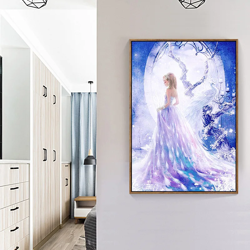 55*78 см Алмазная картина для девочек сделай сам Павлин Принцесса полная дрель