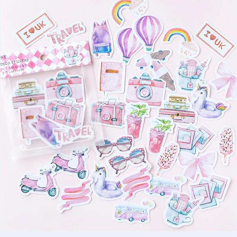 40 шт./упак. для путешествий декоративная Стикеры s милые канцелярские Скрапбукинг