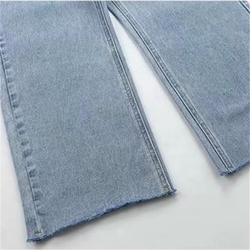 

Jeans Women Ankle-length Ripped Fur-line Wide-leg Loose Korean Style Teens Womens Trousers Chic Fashion All-match Vintage Retro