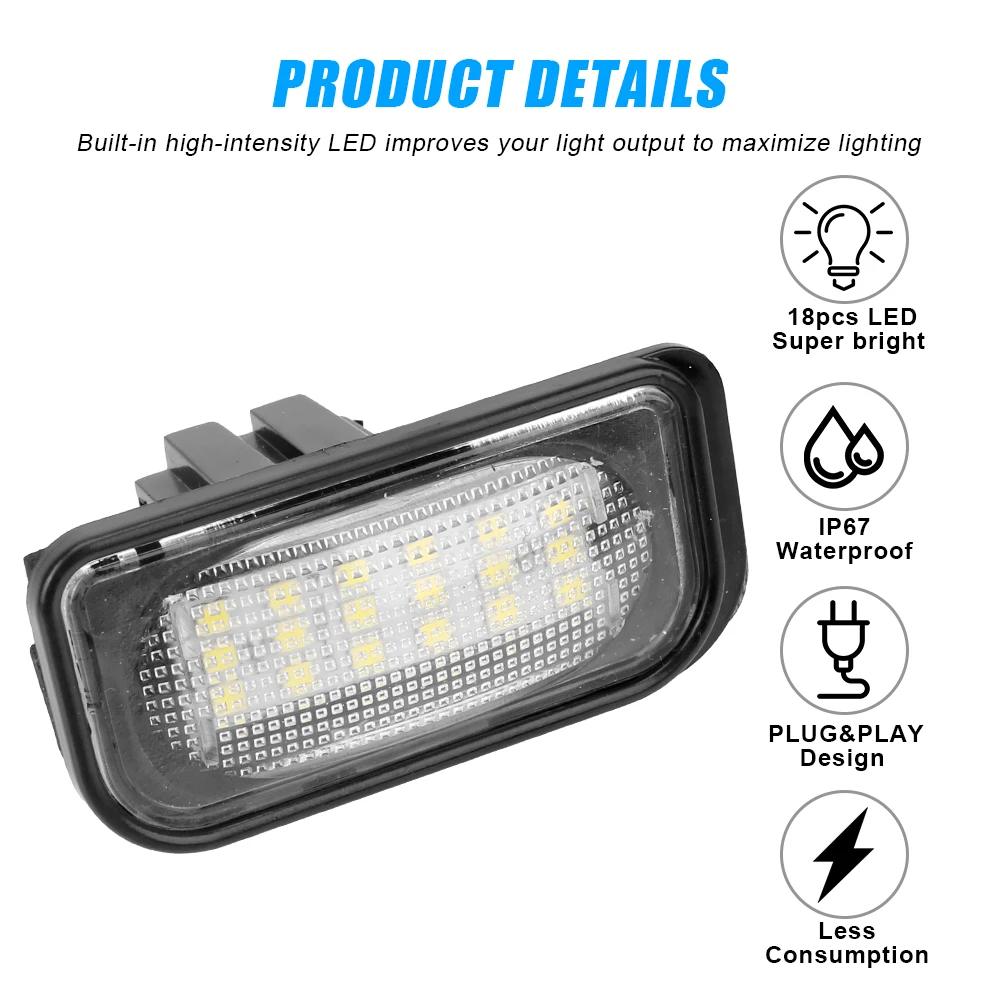 2x18 SMD Светодиодная подсветка номерного знака CANBUS без ошибок для Mercedes Benz 2001-2007 W203 4D