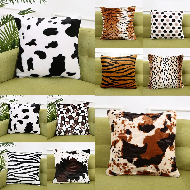 

Cow Pattern Cushion Cover Short Plush Pillow Case For Sofa Bedroom Spot Throw Pillows Cover Pillowslip Decoration 43*43CM Hot