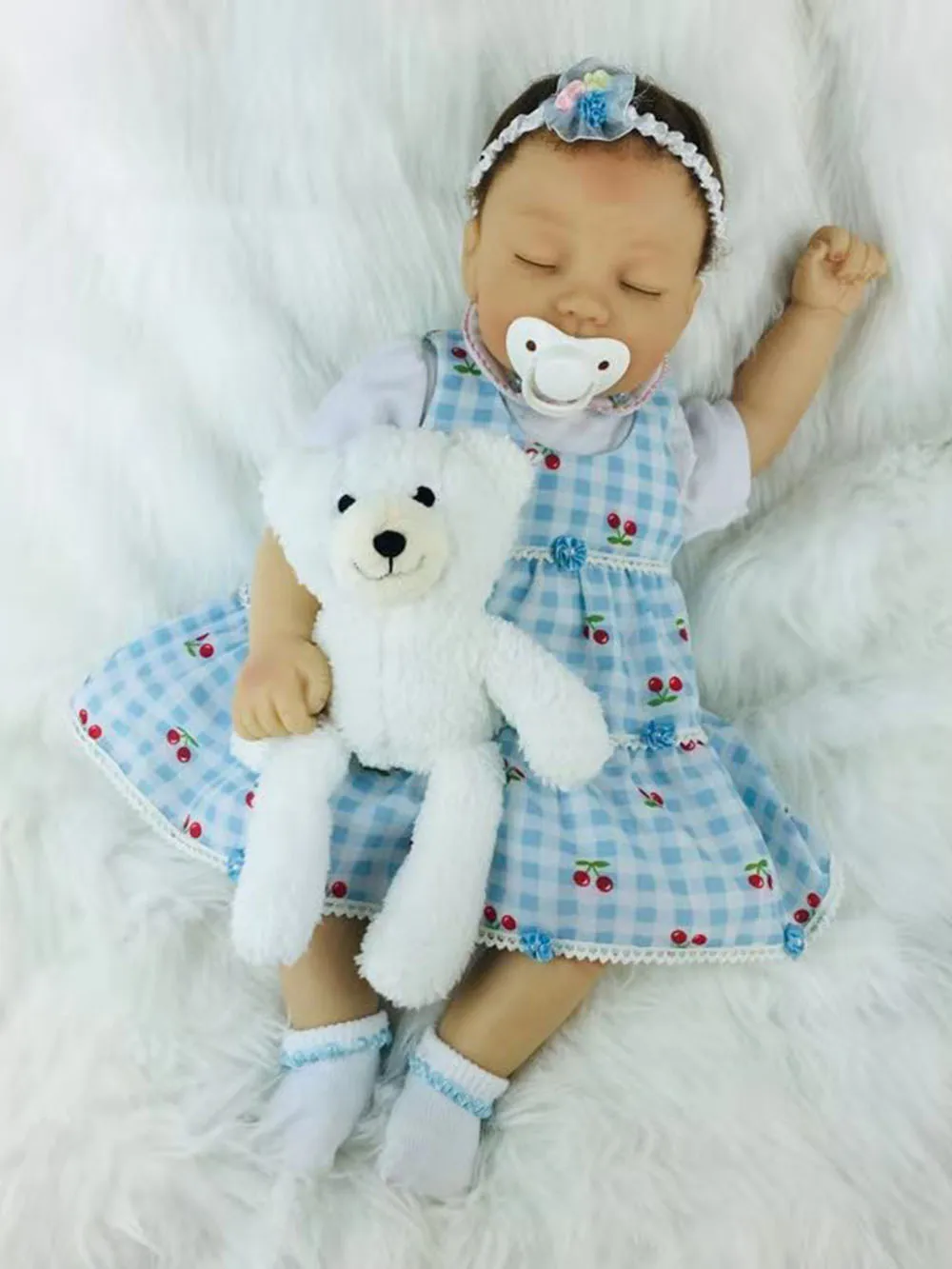 bear(white) Avani кукла 'Eve' Реалистичного Куклы Мягкие виниловый ребенок жив куклы Reborn Новорожденный ребенок Куклы для детей - Цвет: bear(white)