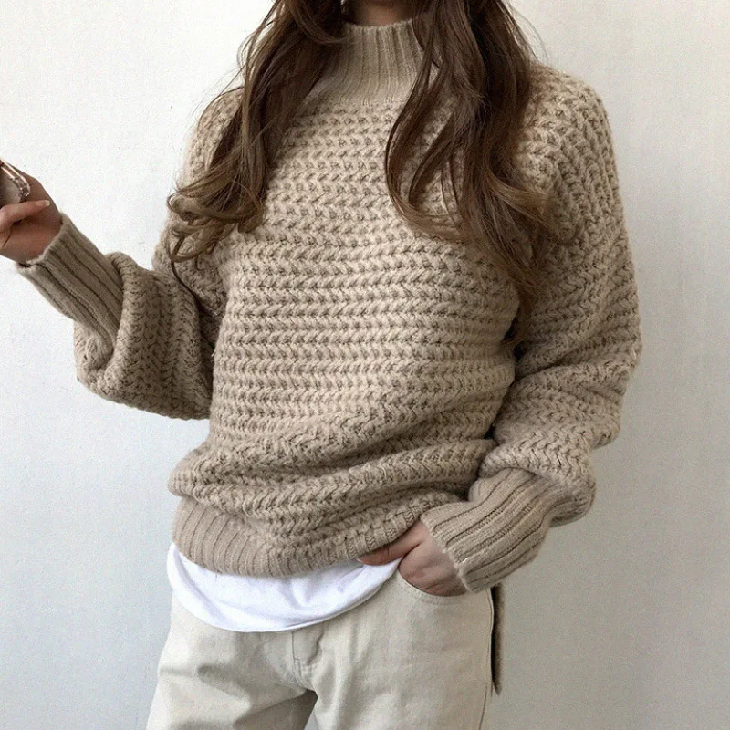 Women Winter Warm Turtleneck Chunky Knitted Sweater Knit Long Sleeve Jumper | Женская одежда