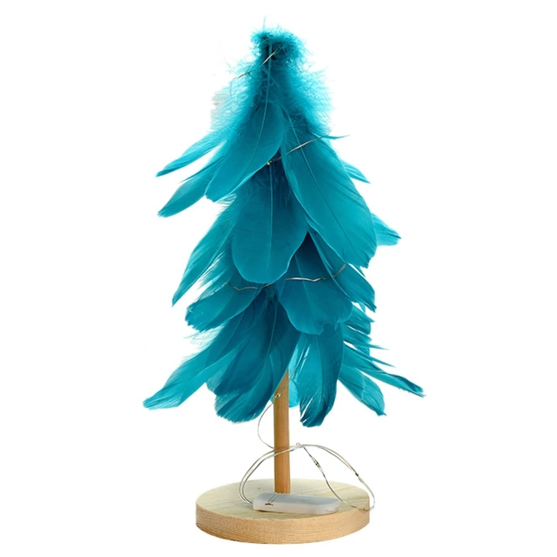 

Mini Feather Christmas Tree Ornament with LED Light Adornment Desktop Xmas Decorations