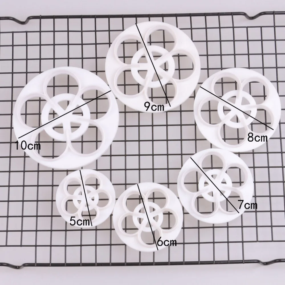 6 шт./компл. в виде лепестков розы цветок Fondant (сахарная) печенье резак сахарные