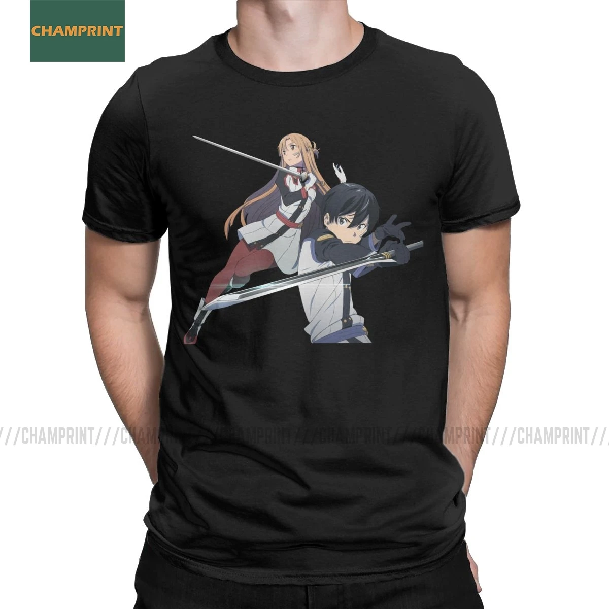Повседневная футболка с изображением меча онлайн Asuna Kirito Мужская из чистого