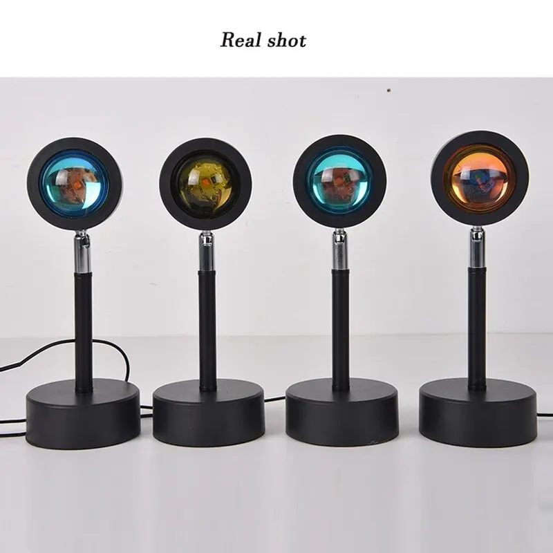 

Sunset Rainbow Projector Night Lights Usb Bedside Table Lamp Valentines Day Gift Lamps Bedroom Bar Coffee LED Atmosphere Light