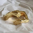 Креативное Открытое кольцо золотого и серебряного цвета для влюбленных, ювелирные кольца подарочные