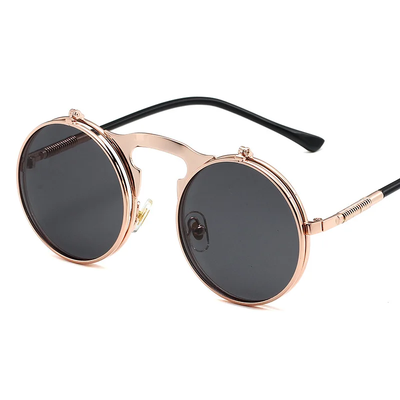

Steampunk Sunglasses Round Metal Women Style Retro Flip Circular Double Metal Sun Glasses Men Circle Sun glasses lentes de sol