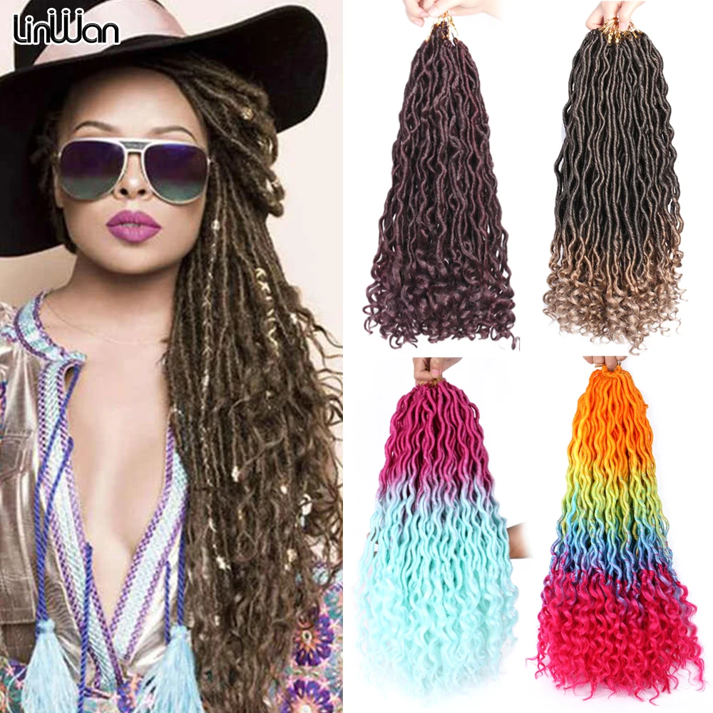 

Faux Locs Curly Synthetic Braids Crochet Hair DreadLocks Passion Twist Goddess Braiding Hair Extension Ombre Wholesale For Women