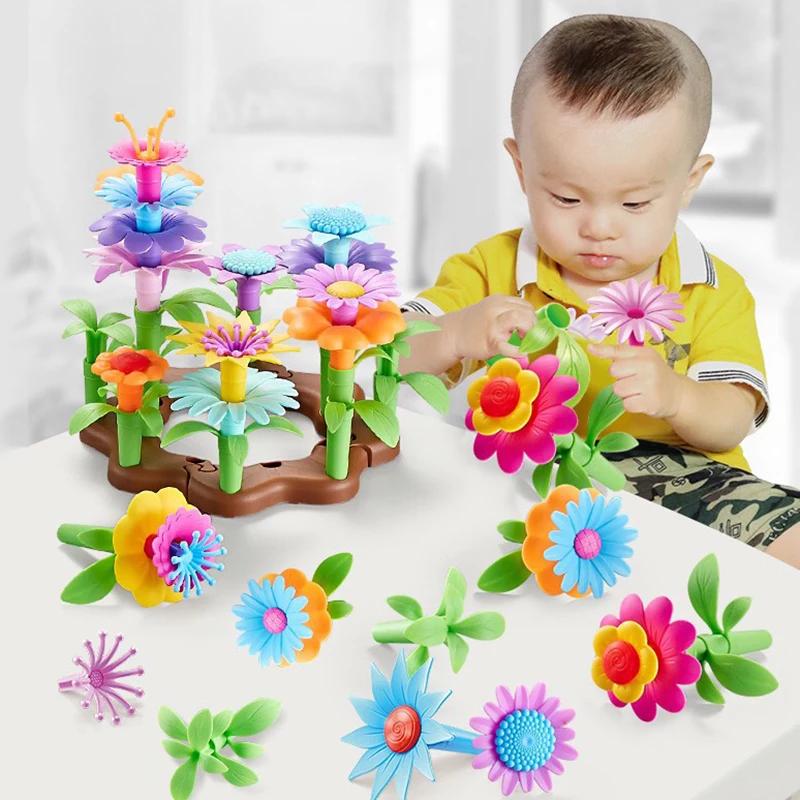 54 шт. подарки для девочек сделай сам цветочный сад строительные игрушки набор