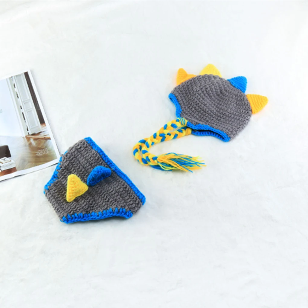 

Newborn Knitted Dinosaur Costumes 100 Days Baby Monthly Photo Photography Prop Hat Outfits