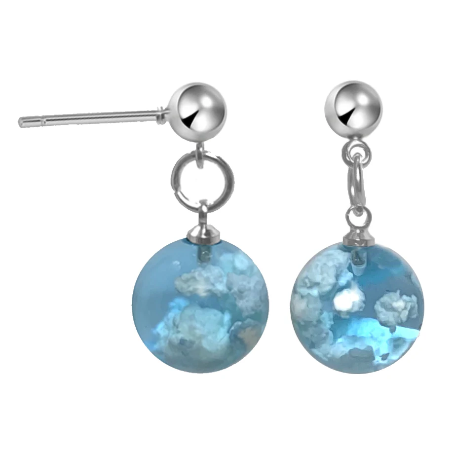 Креативная полимерная серьга ручной работы прозрачные круглые серьги-гвоздики с