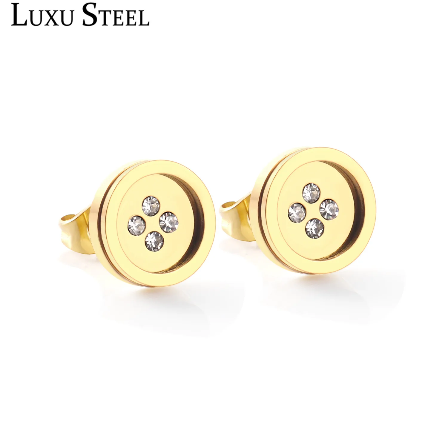 Женские аксессуары LUXUSTEEL круглые серьги гвоздики из нержавеющей стали с