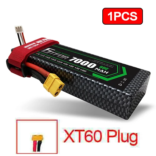 2 шт 7,4 V 5200 45c 7000mAh 60C GTFDR LiPo аккумулятор 2S HardCase для 1/8 1/10 RC модель автомобиля TRX Slash Emaxx - Цвет: 1PCS7000mahXT60