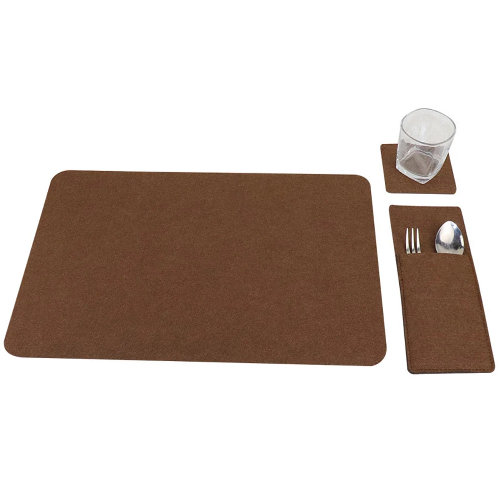 3PCS Felt Placemats Washable Table Mat European Style Insulation Pad Non-slip Dish Bowl Glass Coaster For Kitchen Dinning Room | Дом и сад