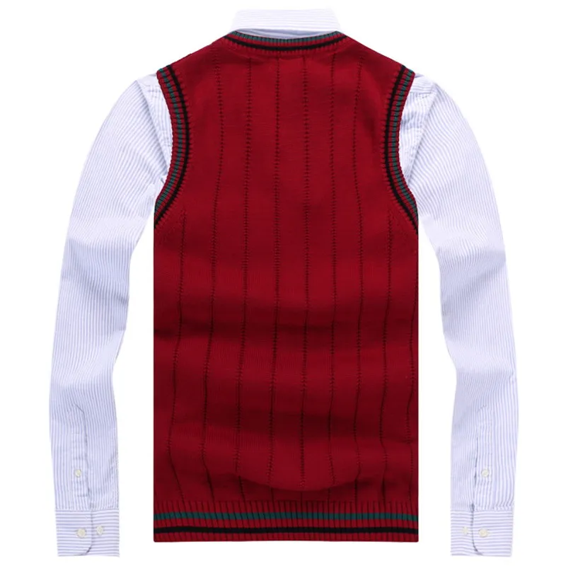 

Spring autumn new middle-aged men's sleeveless sweater vest V-neck knitted pullover Slim cotton vest business casual M-3XL