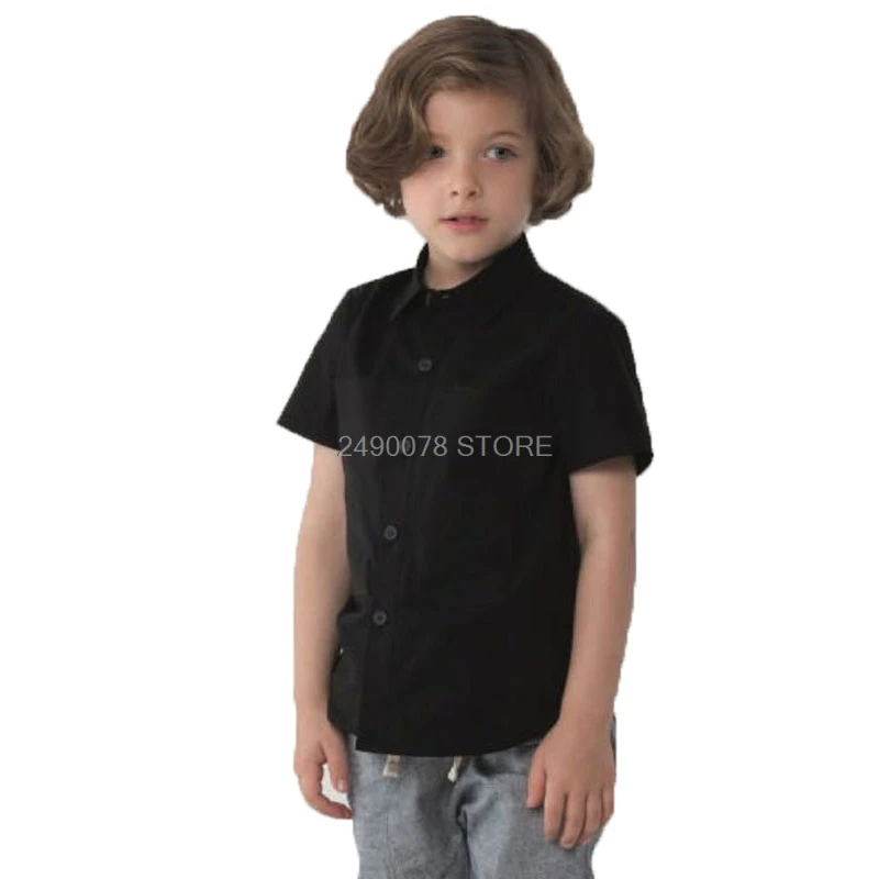 Рубашки для мальчиков подростков школьная рубашка с отложным воротником белая