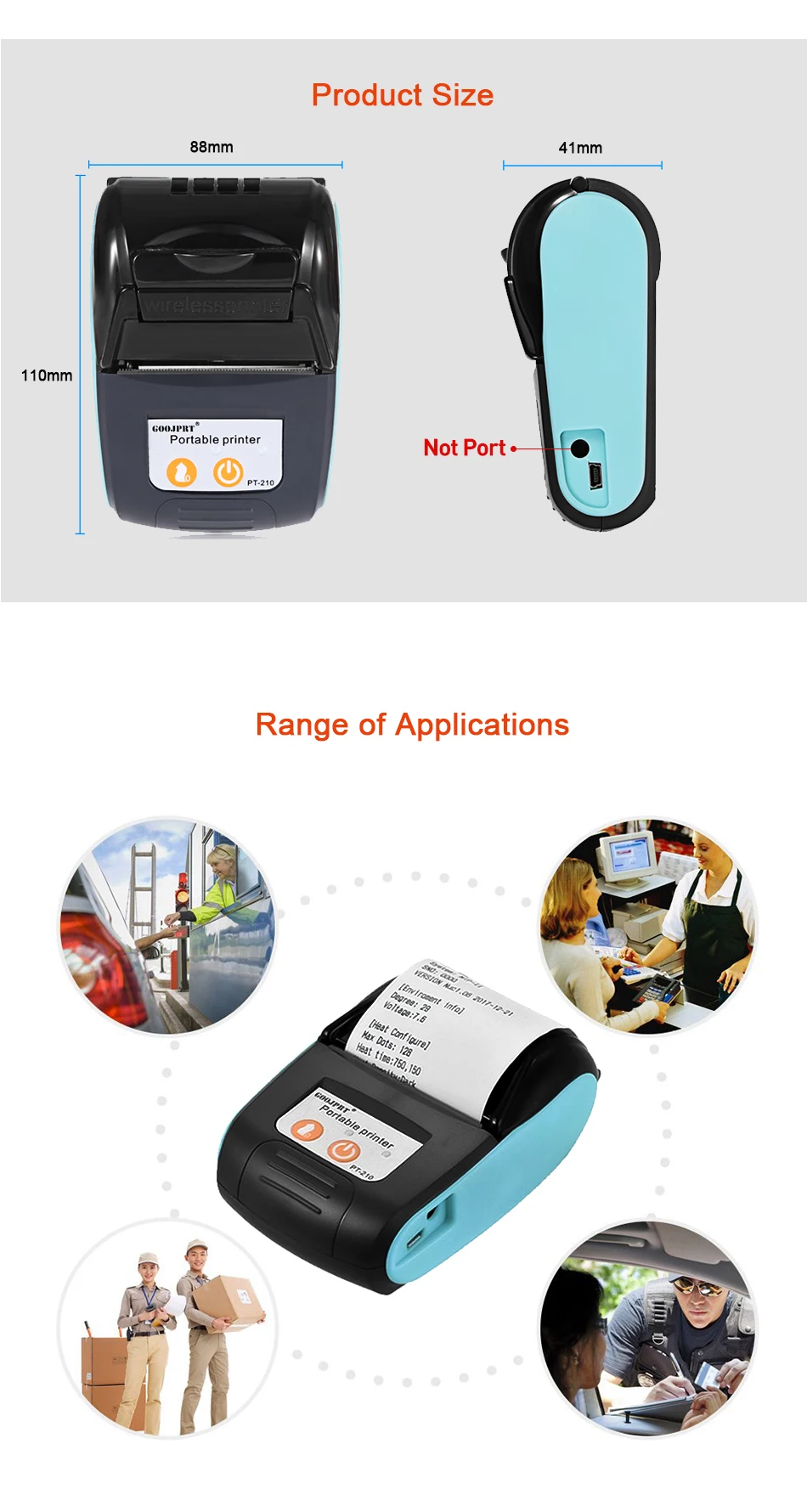 GZM5811 POS портативный 58 мм Термопринтер Bluetooth чековый принтер Bluetooth USB порт для Windows Android POS принтер