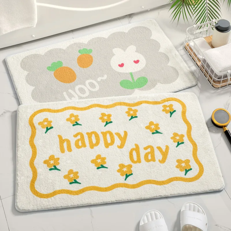 

Bathroom Absorbent Pad Bathroom Household Floor Mats Toilet Door Mats Cute Flowers Toilet Floor Mats