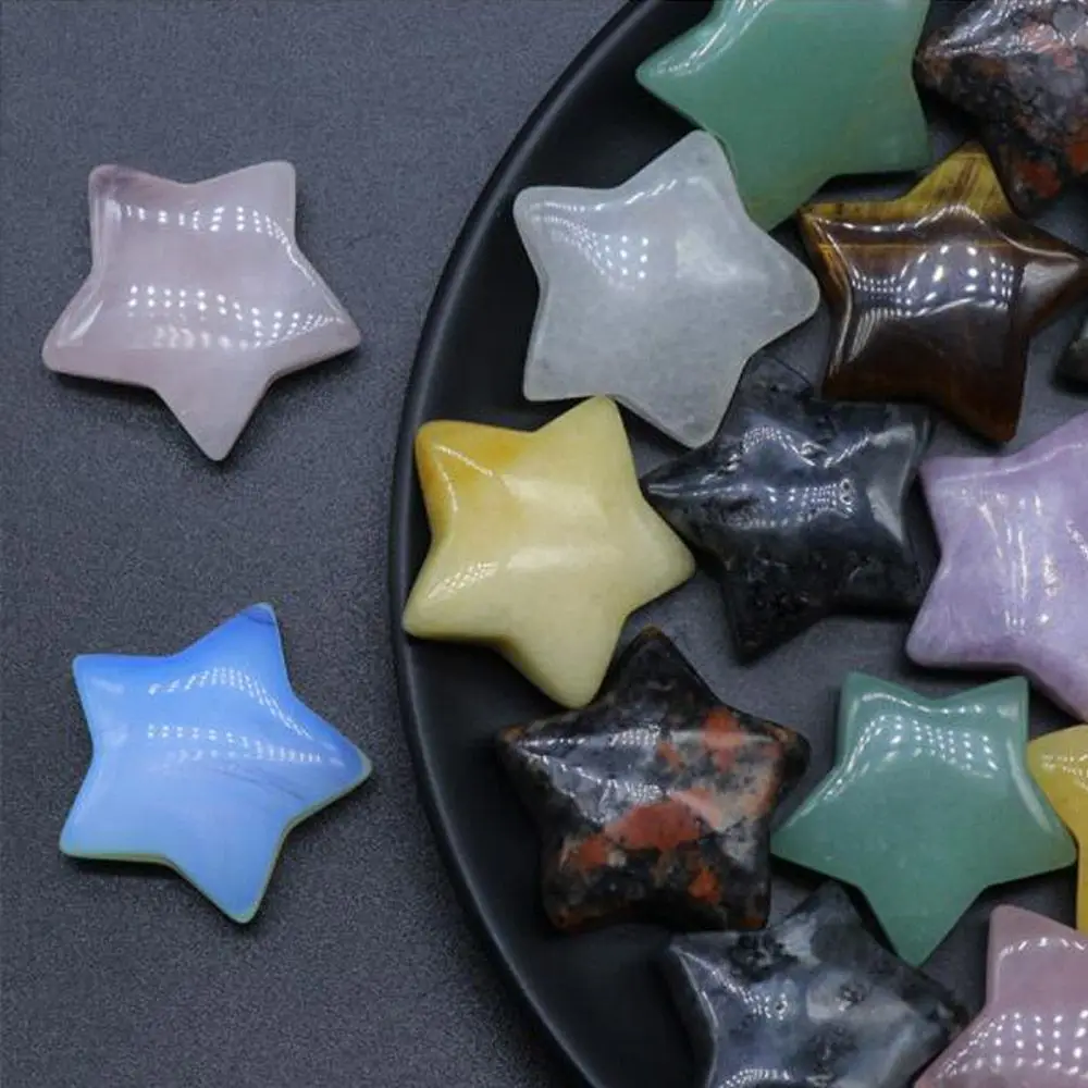 

Ornament Home Statue Black Obsidian Green Aventurine Star Pattern Natural Stone Healing Mini Ornament Healing Stone