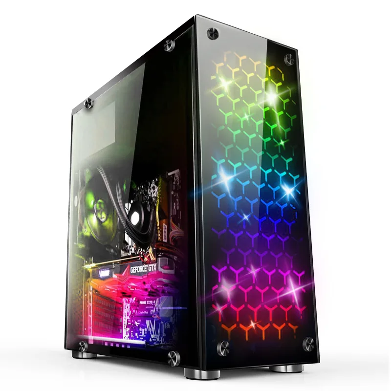 38 5*18*42 см diy игровой компьютер PC чехол ATX Полная сторона прозрачная стеклянная