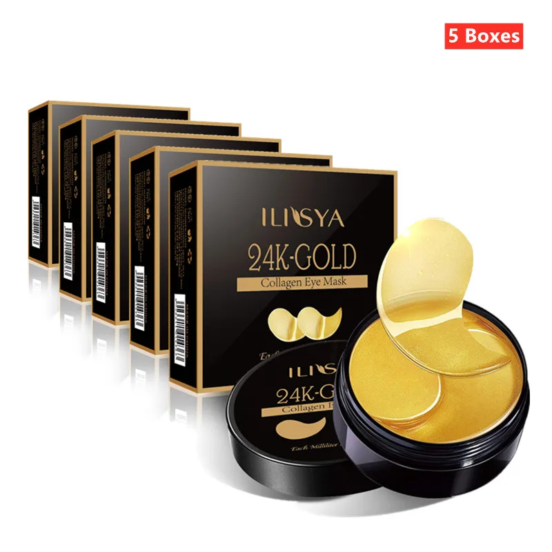 

5 Boxes-24KCollagen Eye Mask Seaweed gold Eye Patch Gel Remove Dark Circles Anti-Puffiness Anti-Aging Moisturizing Eye Care