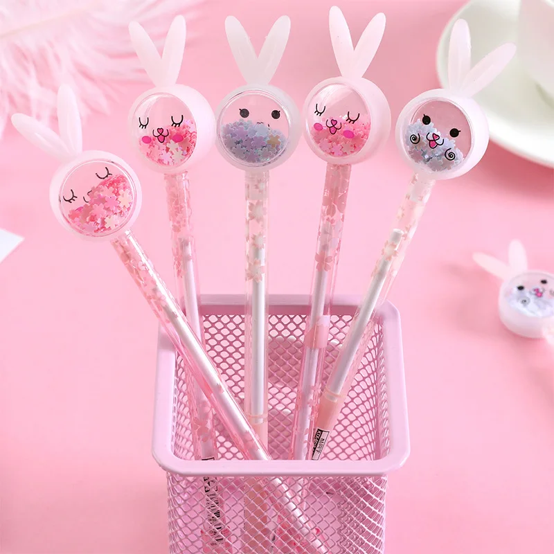 

Kawaii Shiny Sequin Bunny Gel Pen School Office Supplies Stationery 0.38mm Black Ink Student Writing Tools Office Signature Pen