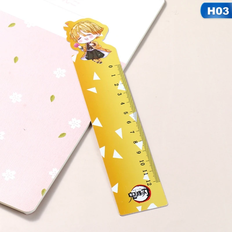 

Anime Demon Slayer: Kimetsu No Yaiba Straight Ruler Comic Figures Delicated Double-side Printed Student Measuring Stationery