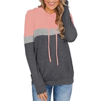 womens casual color block hoodies tops long sleeve drawstring pullover sweatshirts with pockets xxl
