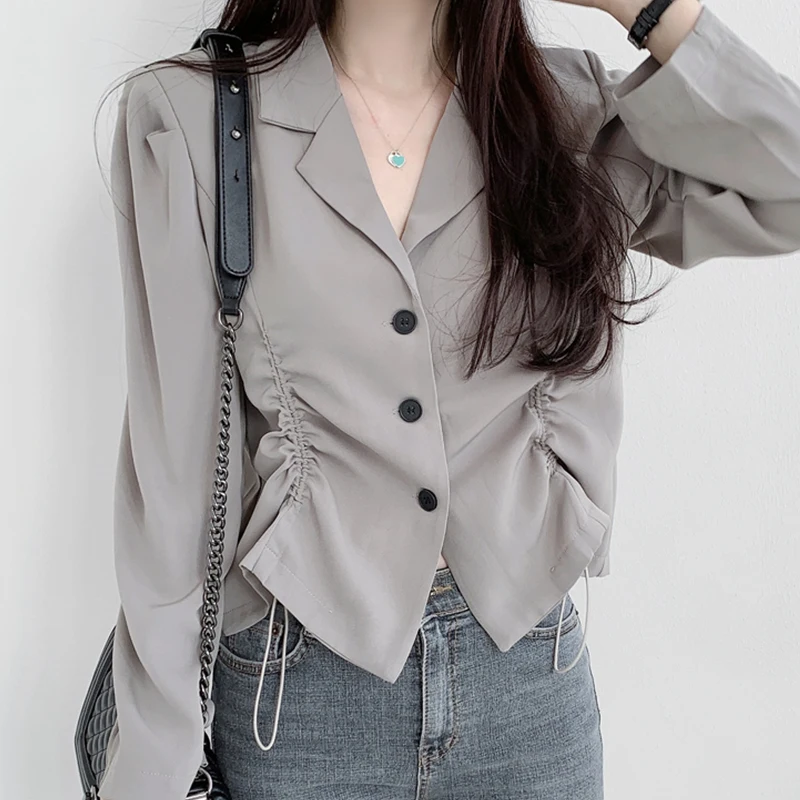 

Женский блейзер ONALIPPA, осень 2021, корейский элегантный темпераментный пиджак с лацканами и тремя пуговицами, простой приталенный пиджак на за...