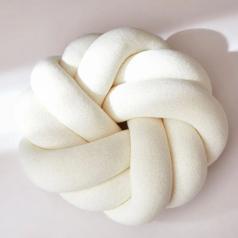 

Nordic Style Knot Pillow Cushion Ball Handmade Solid Color Plush Throw Stuffed