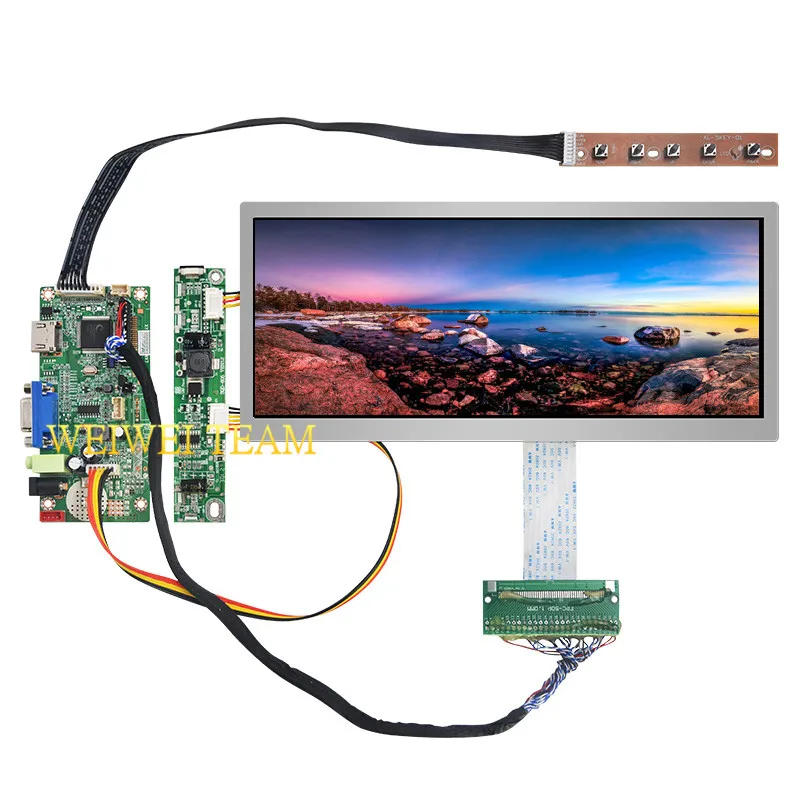 

Ultra Wide 10.3 inch 1920x720 IPS LCD Screen Stretched Bar LCD Display 50 Pins LVDS VGA Driver Board High Brightness